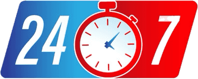 24/7 support icon representing around-the-clock assistance