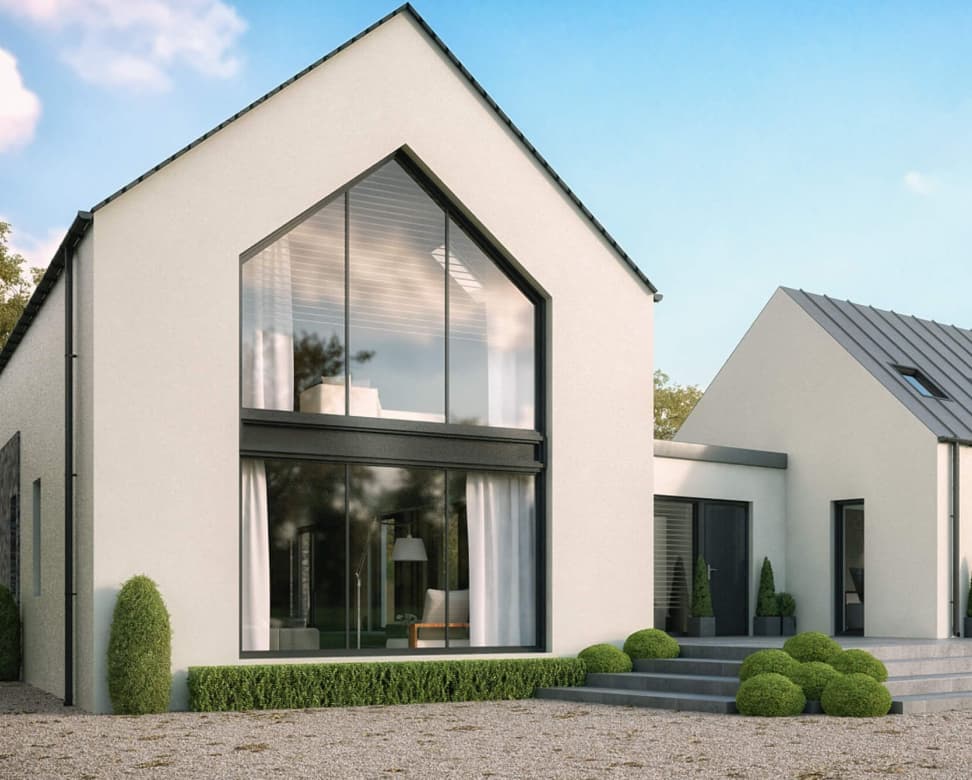 Modern home exterior used to illustrate residential design planning