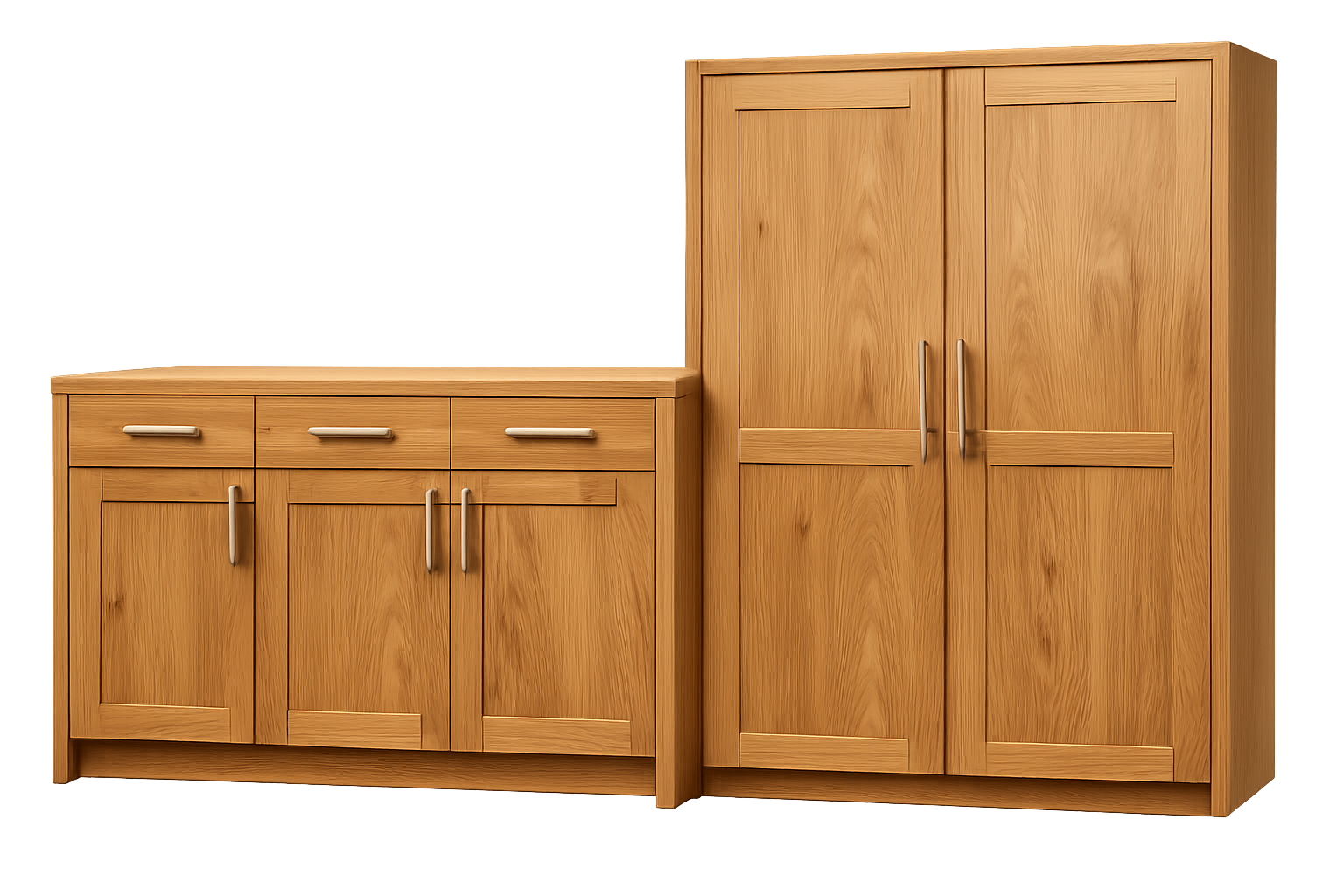 Natural wood cabinets